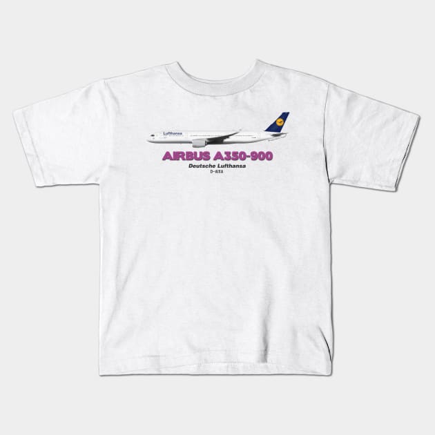 Airbus A350-900 - Deutsche Lufthansa Kids T-Shirt by TheArtofFlying